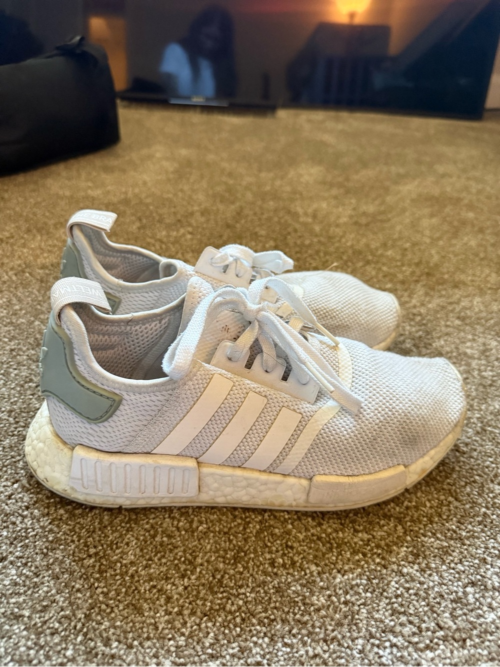 adidas White and Light Gray Lace-Up Sneakers